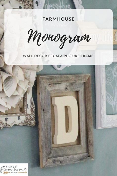 Farmhouse Monogram Wall Decor- Create With Me - craft ideas- craft- home decor- Do it Yourself- DIY- DIY projects- picture frame- barnwood projects- decoration ideas- room decor ideas- rustic home decor- wall decorating ideas- living room decorating ideas Initial Home Decor, Farmhouse Monogram, Barnwood Projects, Farmhouse Swag, Personalized Frames, Monogram Wall Decor, Diy Pallets, Paint Crafts, Letter Ideas