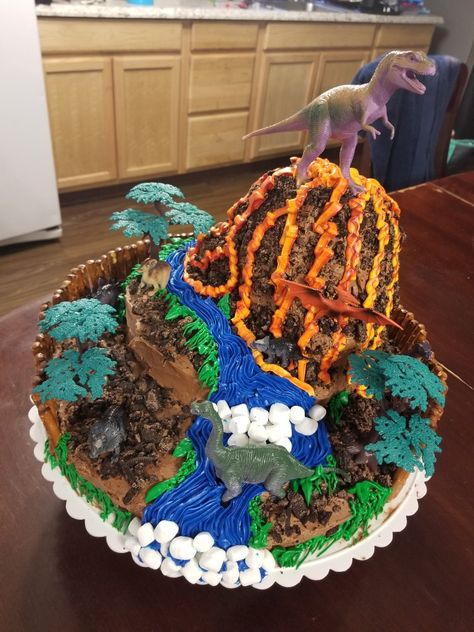 Dino Ranch Cake, Dinosaur Lava Cake, Volcano Cake Dinosaur, Dinasour Volcano Birthday Cakes, Dinosaur Dig Cake Fossil, Jurassic World Cake, Dino Birthday Cake, Dinosaur Birthday Party Decorations, Dino Cake