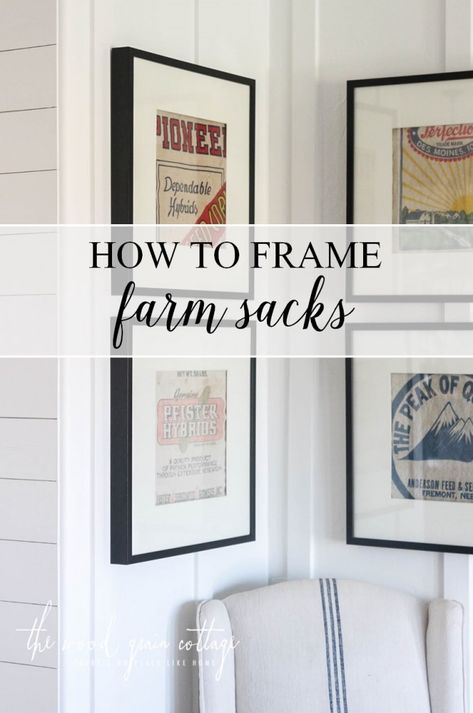 How To Frame Farm Sacks by The Wood Grain Cottage Farmhouse Bedroom Set, Farmhouse Guest Bedroom, Guest Bedroom Inspiration, Farmhouse Bedroom Furniture, Guest Bedroom/office, Vintage Grain Sack, Framed Burlap, Small Guest Bedroom, Coffee Sacks