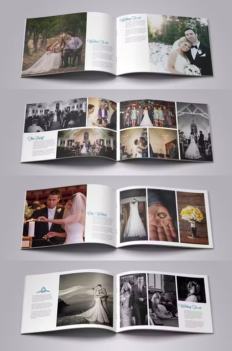 Wedding Photo Album Template INDD. 24 pages. A4 and US Letter Size. Modern Wedding Album Design, Wedding Album Templates Psd Free, Photo Album Template, Indian Wedding Album Design 12x36, Marriage Album Design Photo Books, Wedding Album Cover Design 12x36, Album Template, Wedding Photo Album, Wedding Photo Books