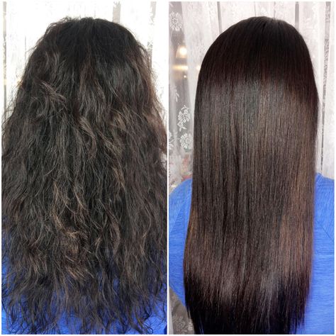 Before and After Brazilian Blowout hair by Sarah Broadway @ Wildflower Salon + Shop Toledo, Ohio @hair.by.me.sarahb Hair Relaxing Before And After, Hair Keratin Before And After, Argan Oil Hair Mask, Keratin Smoothing, Brazilian Keratin, Haircut Pictures, Brazilian Blowout, Long Hair Video, Blowout Hair