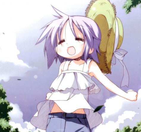 Tsukasa Lucky Star, Kagami Hiiragi, Clenched Hand, Shorts Drawing, Happy Hat, Picture Icon, Closed Eyes, Lucky Star, Free Anime