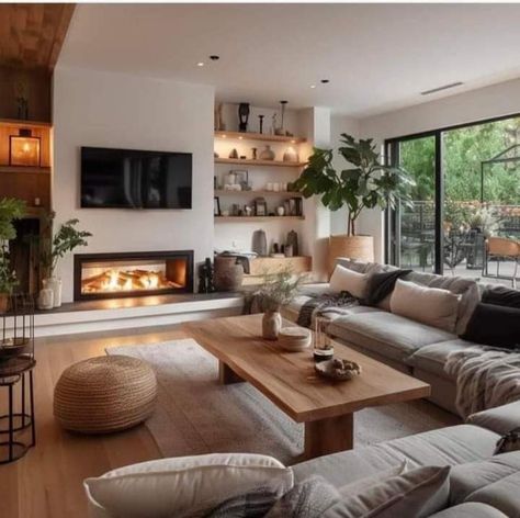 Cosy Modern Home, Living Room White And Wood, Scandi Lounge, Barn Dominium, Bathroom Lighting Ideas, Masculine Living Rooms, Lounge Room Styling, Cosy Interior, Living Room Plants