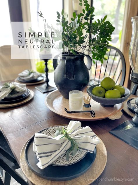 Simple Dining Room Table Scape Inspiration * Hip & Humble Style Table Scapes Everyday Dining Rooms, Table Scapes Everyday, Simple Dining Room Table, Build A Barn Door, Simple Dining Room, Table Settings Everyday, Building A Barn Door, Diy Barn, Tablescape Inspiration