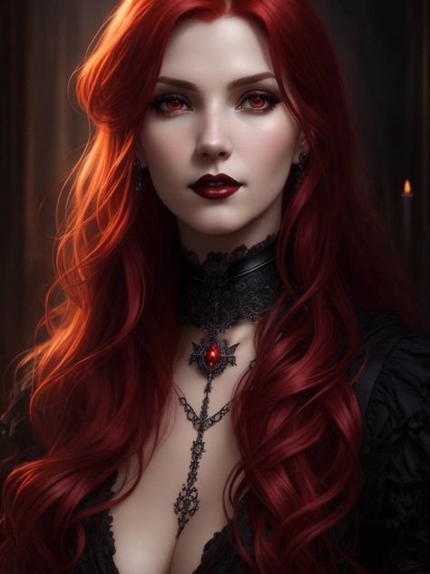 Red Head Vampire, Red Haired Vampire, Vampire Anime Female, Beautiful Vampire Woman, Red Hair Vampire, Vampire Woman, Facts About Life, Female Demon, Vampire Anime