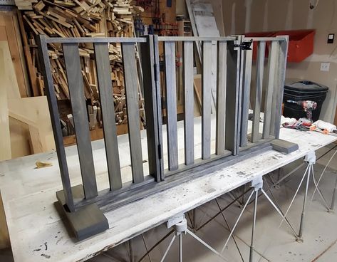 Diy Baby Gate For Large Opening, Indoor Gates, Diy Dog Gate, Diy Gate, Diy Baby Gate, Old Wood Projects, Dog Gates, Dog Crate Cover, Dog Yard