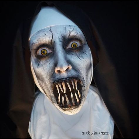 Spx Makeup, Scary Nun, Black Contacts, Horror Make-up, The Nun, Amazing Halloween Makeup, Halloween Contacts, Horror Makeup, Halloween Makeup Inspiration