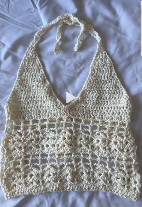 Crochet Ruffle Tank Top, Crochet Top 2023, Loose Crochet Tank Top, Crochet Summer Tank Top, Crochet Beach Ideas, Crocheted Tank Tops, How To Crochet A Tank Top, Crochet Going Out Top, Crochet Tank Pattern