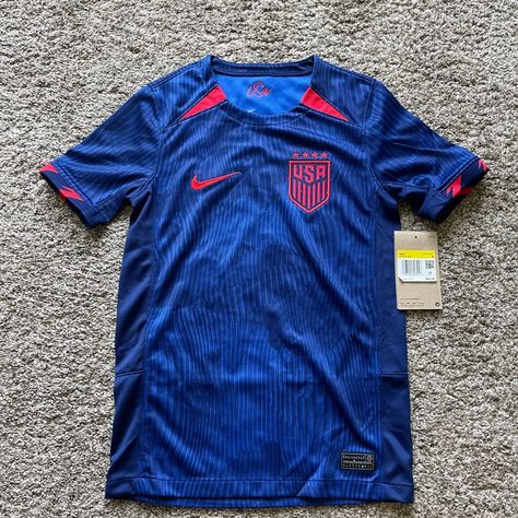 New With Tags, Never Worn, Usmnt 2023 Stadium Away Big Kids' (Boys') Nike Dri-Fit Soccer Jersey, Size Small, Team Usa, Dri-Fit, Retails $80. Smoke Free Home. Tops Nike, Boys Nike, Team Usa, Dream Board, Kids Nike, Nike Shirts, Soccer Jersey, Nike Dri Fit, Big Kids