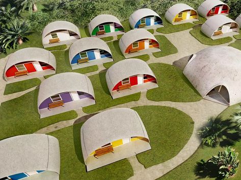 Tiny Home Cost, Dome Houses, Low Cost Housing, Dome Home, Concrete Home, Unusual Homes, Dome House, Tiny Living, Green Building