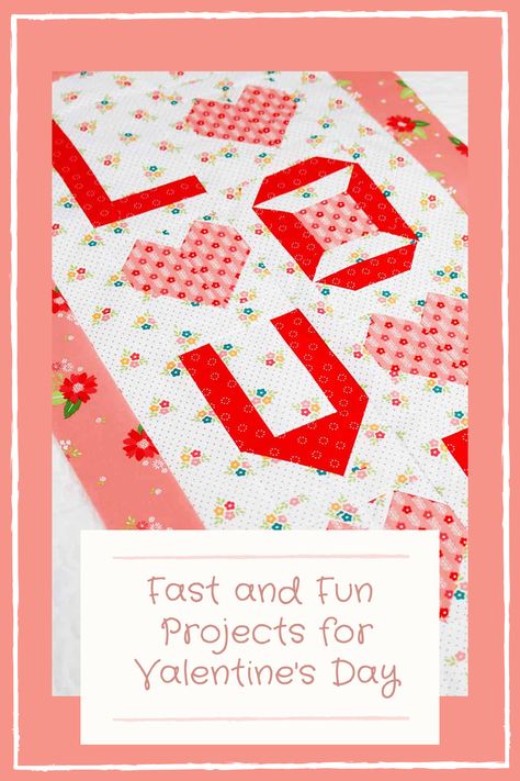 Valentine Quilt projects Valentine Quilt Patterns Free, Valentine Quilts, Quilt Room, Fun Quilt, Quilting Room, Valentine Projects, Quilt Projects, Small Projects, Fat Quarter Shop