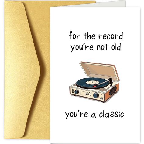 PRICES MAY VARY. Got a friend as old as a vinyl record? Give this funny and retro greeting card to your bestie, friend, boyfriend, girlfriend, fiancé, husband, wife, mother, father, grandma, grandpa, coworker or whoever is getting older! A humorous and unique card that celebrates aging well with some witty banter or a sarcastic joke -- Great for a 30th, 40th, 45th, 50th, 55th, 60th, 65th, 70th, 75th or any birthday in between! Definitely this phonograph record card will make someone who receive Cute Friend Birthday Gifts, Scrabble Birthday Cards, Grandparent Birthday Card, 60 Birthday Card Ideas, Grandpa Birthday Card Ideas, Quick Birthday Cards, Husband Birthday Card Handmade, Handmade Gifts For Husband Birthday, Birthday Cards For Grandpa