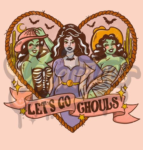 Lets Go Ghouls, Halloween Shirt Design, Sublimation Halloween, Halloween Sublimation, Distressed Texture, Girl Clipart, Halloween Clipart, Country Shirts, Vintage Horror