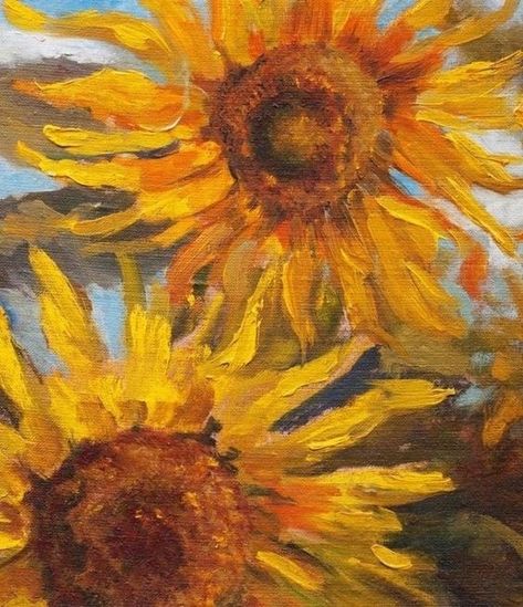 Yellow Sunflowers, Collage Kit, Seeds, Oil Painting, Collage, Yellow, Blue