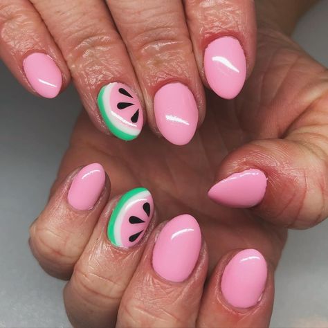 Pink Watermelon Nails, Random Nails, Watermelon Nail Designs, Watermelon Nail, Watermelon Nail Art, Character Nails, Fruit Nail Designs, Watermelon Nails, Pink Glitter Nails