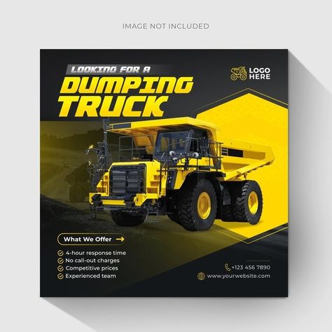 Free vectors, photos, and PSD downloads | Freepik - Freepik Product Post Design, Post Template Design, Social Media Post Template, Truck Design, Graphic Design Tutorials, Dump Truck, Free Vectors, Heavy Equipment, Post Templates