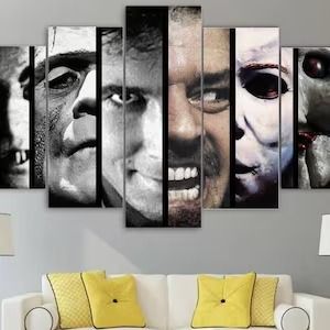 FunktasticWalls - Etsy Horror Room, Movie Room Decor, Movie Wall Art, Horror Decor, Halloween Tattoo, Modern Wall Art Canvas, Movie Room, Canvas Art Wall Decor, Canvas Home