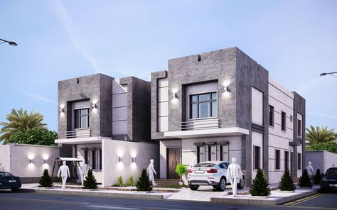 Twin Villa Twin Villa Plan, Twin Villa Design Modern, Villa Compound, Villa Facade Design, Row House Design, House Architecture Styles, Duplex Design, Classic House Design, Modern Villa Design