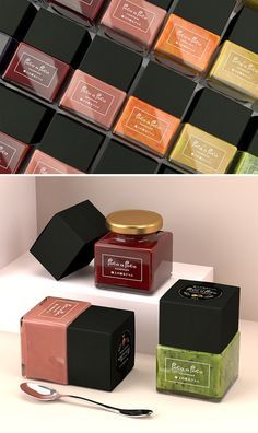 Luxury Food Packaging, Food Packaging Ideas, Jam Packaging, Spices Packaging, Necessary Evil, Square Jars, Honey Packaging, Food Package, Jar Packaging