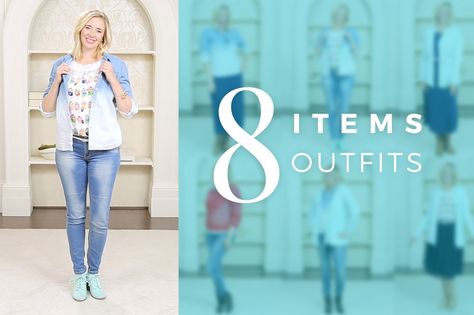 Oh, the fun you can have with just 8 items! Go from casually relaxing at home to a sassy night on the town by switching out only one or two pieces! The possibilities are endless. Red Video, Outfits 2017, Type 1, Cozy Outfit, Feminine Outfit, Unique Outfits, Mix Match, Two Pieces, Fall Wardrobe