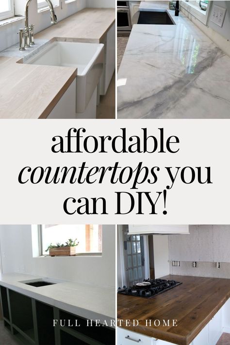 How to Make Your Own DIY Kitchen Countertops - Full Hearted Home Resurfacing Kitchen Countertops, Refinish Corian Countertops, How To Install A Countertop, Large Ceramic Tile Countertops Kitchen, Upgrade Countertops Diy, How To Upgrade Kitchen Countertops, Changing Countertops Diy, Counter Top Redo Diy, Easy Kitchen Countertops Diy