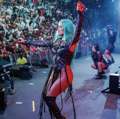 Karol G Concert Outfits, Karol G Concert, Concert Outfits, Halloween 2020, Leather Vest, Woman Crush, Concert Outfit, Super Powers, Sofia