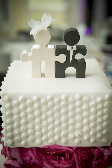 Polka Dot Wedding Cake, Wedding Table Toppers, Great Neck New York, Wedding Cake Fresh Flowers, Small Wedding Cakes, Simple Wedding Cake, Polka Dot Wedding, Wedding Topper, Puzzle Piece