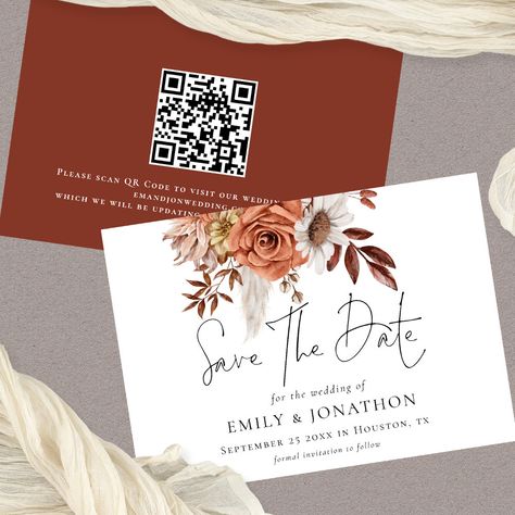 Rustic Wedding Save The Dates, Qr Code Wedding, Wedding Autumn, Rustic Save The Dates, Fall Florals, Fall Wedding Invitations, Wedding Save The Date, Save The Date Invitations, Kids Stationery