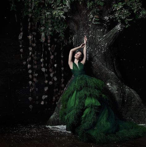 Malyarova Olga, Fairytale Photoshoot, Emerald Dresses, Dark Green Dress, Girls With Black Hair, Fairytale Fashion, Daisy Nails, Fairytale Photography, Green Gown