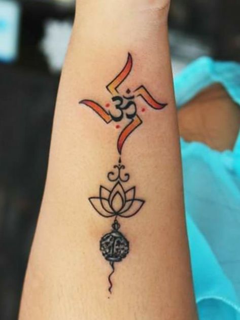 Jain Tattoo Design, Swastik Mehandi Design, Om Swastik Tattoo, Spirituality Tattoos For Women, Swastik Design Tattoo, Radhe Radhe Tattoo, Swastik Tattoo, Tattoo Krishna, Strength Symbol Tattoo