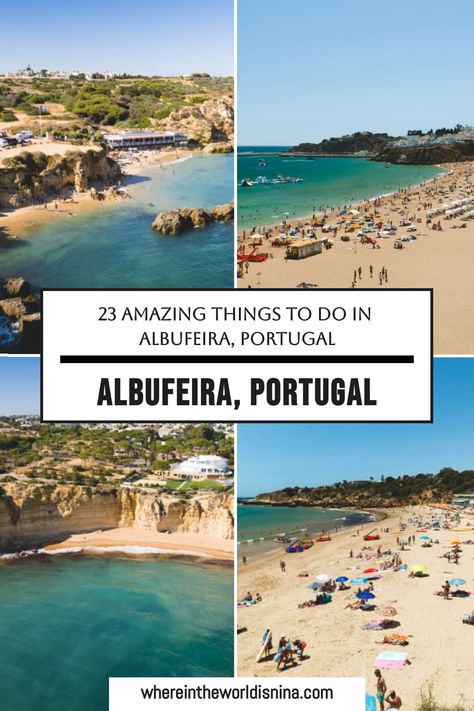 There are so many exciting things to do in Albufeira, like exploring the scenic cliffs and caves or relaxing on the sandy beaches. Be sure to visit the Albufeira Marina for fun water activities. Check out my post on things to do in Albufeira for more info! Fun Water Activities, Albufeira Portugal, Fishing Dock, Visit Germany, Europe Itineraries, Old Town Square, Quiet Beach, Learn To Surf, Parasailing