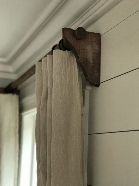 Cheap Curtain Rods, Rustic Curtain Rods, Wood Curtain Rods, Expensive Look, Diy Curtain Rods, Diy Curtain, Curtain Hanging, Wood Curtain, Cheap Curtains