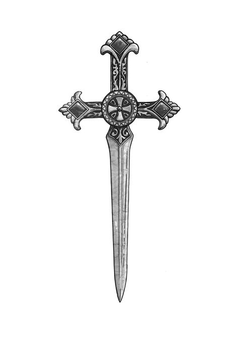 Knife Tattoos, Cross Drawing, Knife Tattoo, Cross Tattoo For Men, Religious Tattoo, Creepy Tattoos, Dagger Tattoo, Swords Medieval, Tattoo Style Drawings