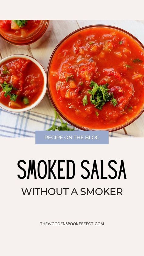 You’re sure to love this Smoked Salsa {Without A Smoker}. The best part is that you don’t even need to own a smoker! The blend of tomatoes, onions, peppers, seasonings, and liquid smoke is aromatic and delicious. Eat it with some chips, or use your favorite veggies to scoop it into your mouth. Smoked Salsa Recipe, Smoked Salsa, Healthy Party Appetizers, Smoked Tomatoes, Mexican Dinner Recipes, Weeknight Dinner Recipes Easy, Comfort Food Southern, Easy Lunch Recipes, Salsa Recipe