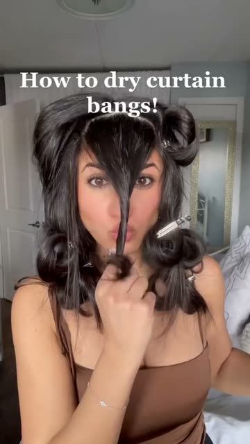 Curtain Bangs Hairstyles Updo, Crimped Hairstyles For Long Hair, Bangs Updo, Curled Bangs, Blowout Hair Tutorial, Face Framing Hair, Bangs Tutorial, Crimped Hair, Bangs With Medium Hair