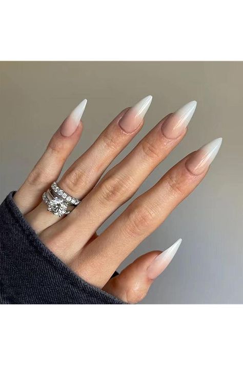 Kamize Press on Nails Long Mountain Peak Fake Nails Nude Acrylic Full Cover False Nails for Women and Girls 24PCS Acrylic Ombre, Paznokcie Hello Kitty, Pointy Nails, Gel Nail Tips, Claw Nails, Acrylic Press On Nails, Luxury Nails, Fire Nails, Dope Nails