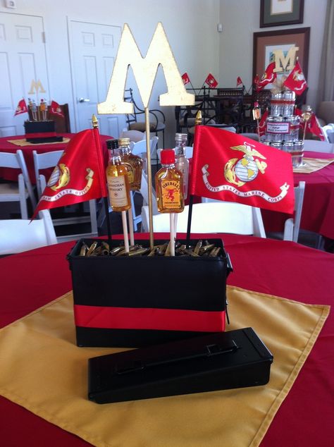 party ideas for USMC retirement | USMC Retirement party ~ but change to air force Marine Corp Centerpieces, Usmc Party, Usmc Graduation, Marine Retirement, Marine Corps Retirement, Usmc Retirement, Marine Party, Usmc Birthday, Marine Cake