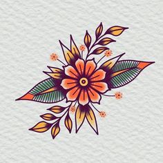 Pumpkin Tattoo With Flowers, American Traditional Embroidery, Hand Tattoos American Traditional, American Traditional Painting, Feminine American Traditional Tattoos Flower, Floral Traditional Tattoo, American Traditional Tattoos Flower, Traditional Flower Tattoo Design, Traditional Nature Tattoo