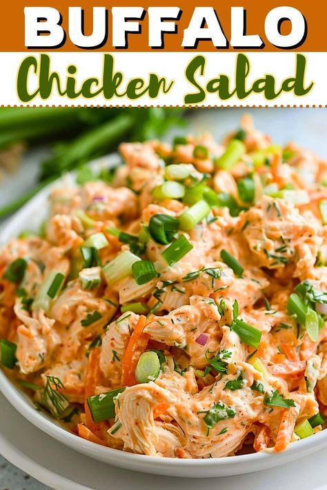 This creamy buffalo chicken salad is a unique take on a classic! It's light and refreshing with just the right amount of heat from the buffalo sauce. Easy Buffalo Chicken, Dip Easy, Chicken Salad Recipe Easy, Buffalo Chicken Salad, Healthy Chicken Salad, Boiled Egg Diet Plan, Chicken Salad Sandwich, Chicken Dip, Delicious Gluten Free Recipes