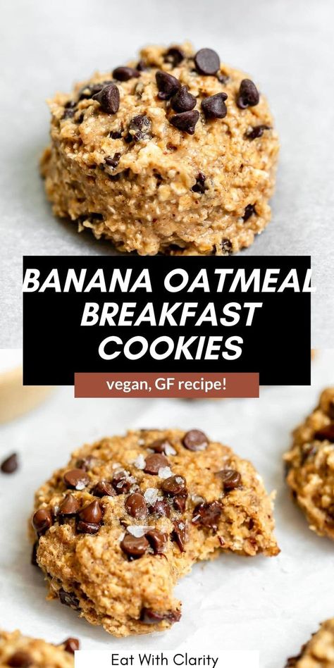 Banana Oatmeal Breakfast Cookies, Protein Breakfast Cookies, Banana Bread Oatmeal, Banana Breakfast Cookie, Healthy High Protein Breakfast, Oats Recipes Breakfast, Oat Breakfast, Cookies For Breakfast, On The Go Breakfast