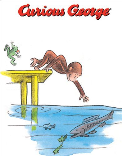 Curious George Monkey Reaching for Fish Childrens Literary Decorative Rare Vintage Original Closeout Stock Poster Print 11x14 Culturenik http://smile.amazon.com/dp/B00CHRBF80/ref=cm_sw_r_pi_dp_edz5tb0EDDD7J Curious George Party, Curious George Birthday, Kids Book Series, Childhood Memories 2000, Yellow Hat, Childhood Books, Poster Room, Nature Posters, Curious George