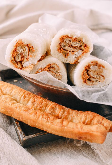 Shanghai Breakfast Rice Rolls (Ci Fan 粢饭) You Tiao Recipe, Fan Tuan, Chinese Breakfast, Breakfast Rice, Craving Carbs, Rice Rolls, Woks Of Life, The Woks Of Life, Food Asian