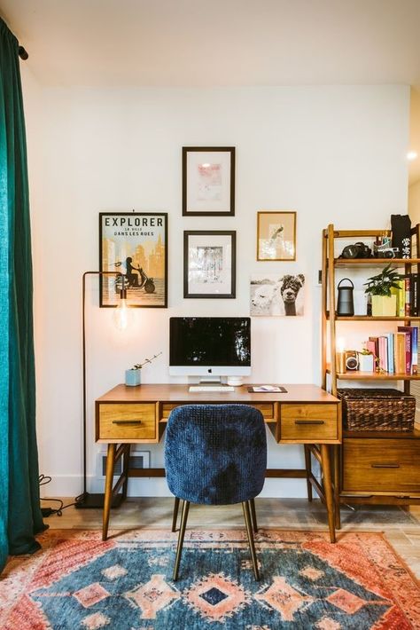 Monday Motivation: seven simple ways to jazz up your home office Bowman Riley Sala Grande, Living Vintage, Interior Vintage, Living Modern, Rug Inspiration, Office Makeover, Style Deco, Decor Essentials, Household Furniture