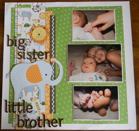 Sister Scrapbook, Girly Scrapbook, Big Sister Little Brother, Scrapbook Family, Family Scrapbook Layouts, Boy Scrapbook Layouts, Baby Scrapbook Album, Scrapbook Design Layout, Beautiful Scrapbook Layouts