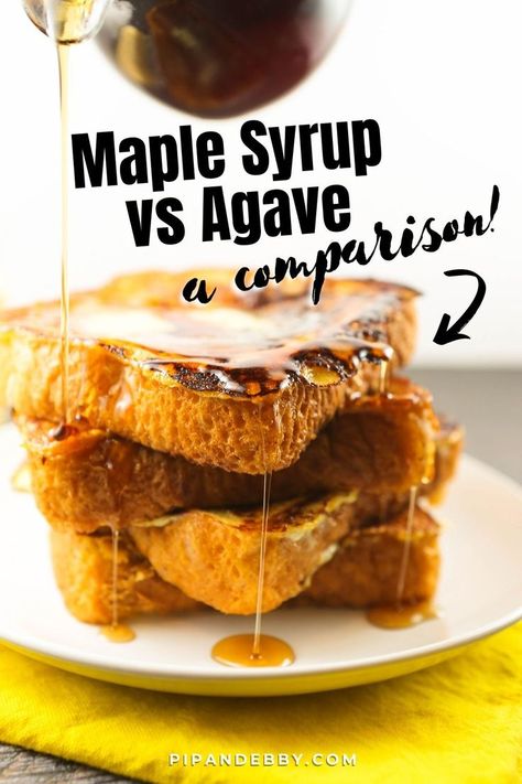 Maple syrup being drizzled over several slices of french toast on a plate. Recipes With Agave Syrup, Recipes Using Agave Syrup, Uses For Agave Syrup, Substitute For Maple Syrup, Agave Simple Syrup Recipe, Agave Syrup Recipes, Agave Simple Syrup, Maple Syrup Substitute, Sandwich Sauces