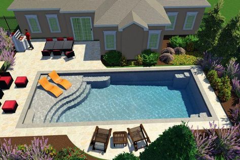 Garden Design Ideas On A Budget, Kleiner Pool Design, Pool And Patio, Moderne Pools, Simple Pool, Living Pool, Pools Backyard Inground, Small Swimming Pools, Diy Swimming Pool