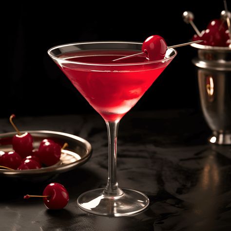 Amarena Cherry Cocktail Recipe - The Amarena Cherry Cocktail is a harmonious blend of sweet, sour, and slightly bitter flavors. The sweetness of the cherry syrup is balanced by the tartness of the lemon juice, while the vodka adds a smooth, clean finish. The Amarena cherry garnish adds a touch of bitterness, making this cocktail a well-rounded, flavorful experience. Cherry Cocktail Recipes, Grapefruit Mocktail, Campari Spritz, Brandy Cocktails, Drinks Photography, Cherry Syrup, Blossom Cherry, Cherry Brandy, Cherry Cocktail