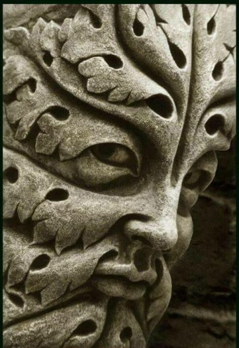 Gothic Corbel, Guiseppe Arcimboldo, Medieval Sculpture, The Green Man, Found Art, Garden Ornament, Cast Stone, Acanthus Leaf, Medieval Art