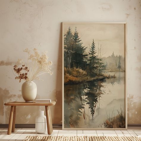 3 Photo Gallery Wall, Wall Above Piano Decor, Art Of Nature Painting, How To Landscape Painting, Large Artwork Over Couch, Modern Office Art, Painting On Wood Canvas, Modern Rustic Art, Large Foyer Decor