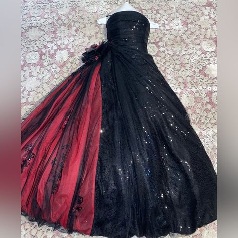 Black Dress Ballgown, Red Sequence Gown, Red And Black Ball Gown, Sequence Gown, Red Sleeveless Dress, Red Wedding Dresses, Reception Dress, Red Wedding, Quinceanera Dresses